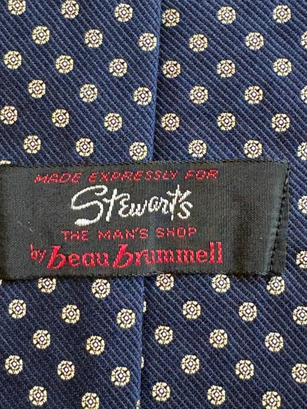 Vintage Beau Brummell For Stewart's Navy Foulard Silk Tie